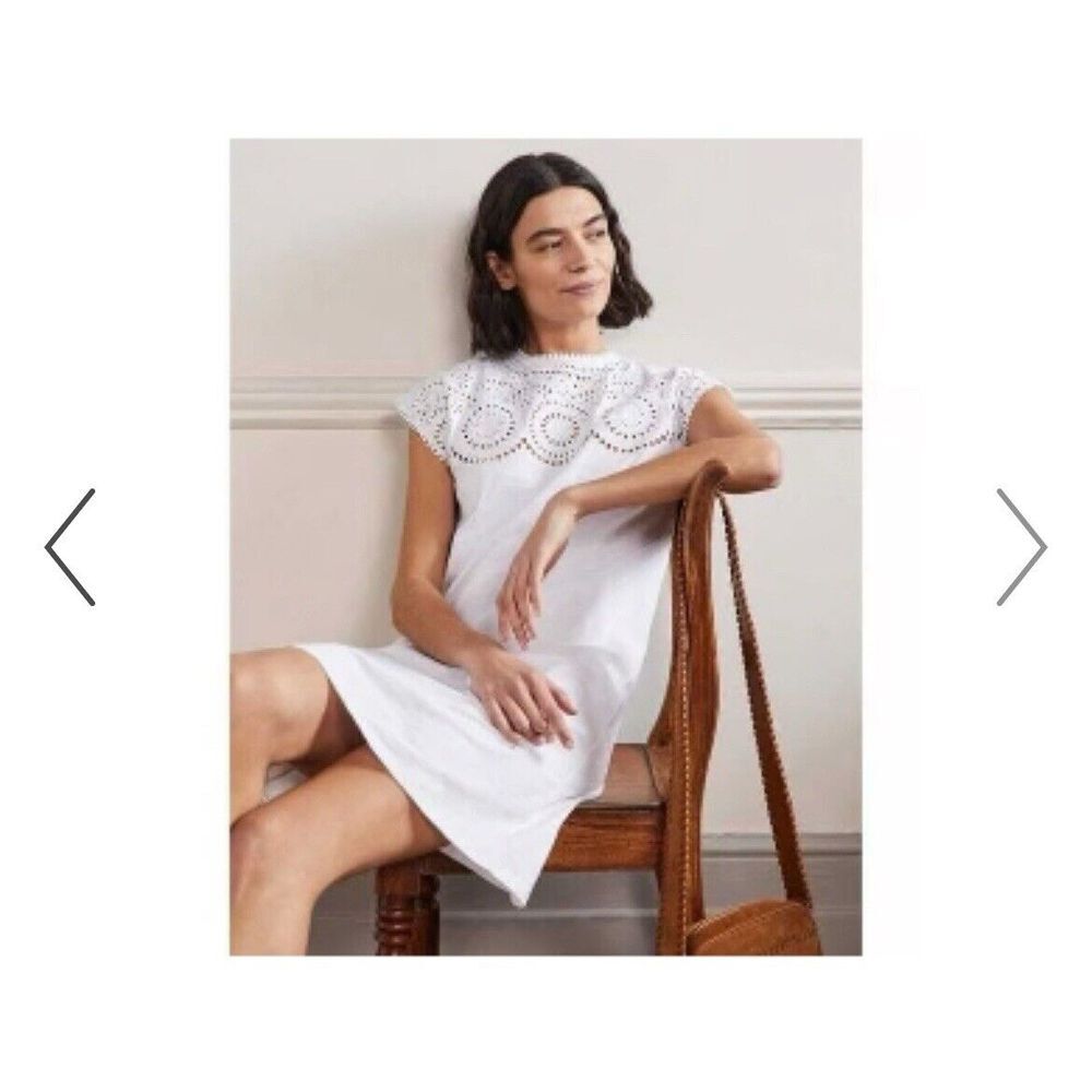 NWT Women's White Eyelet Lace Boden Dress Coverup - US Size 8 / UK Size 12